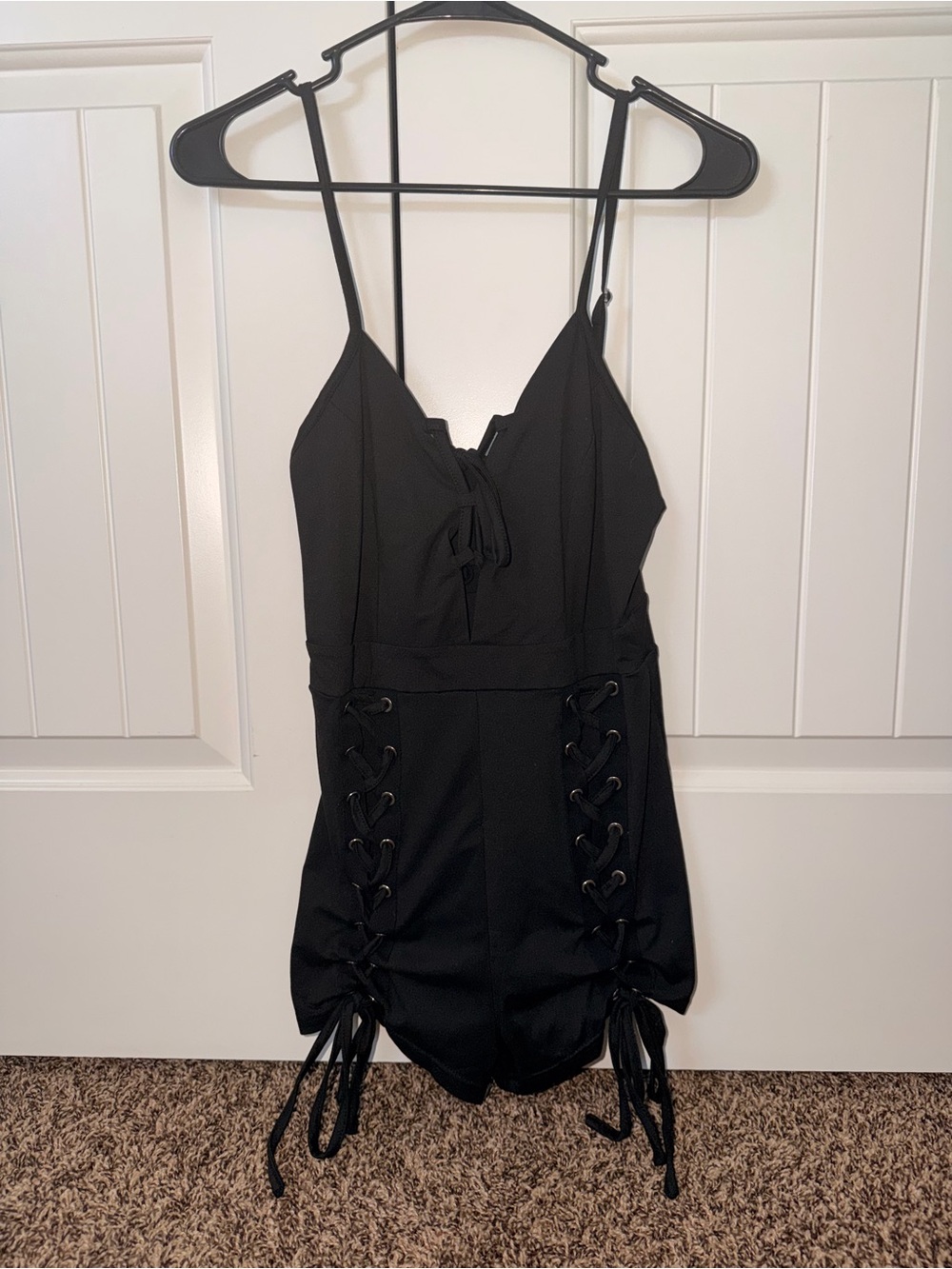 NWOT Black Lace Up Romper